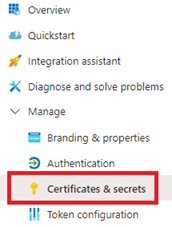 certificates and secrets
